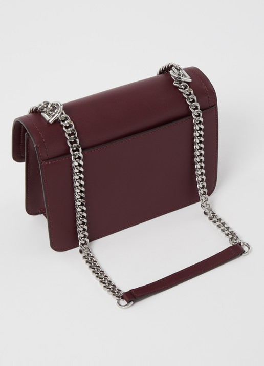 Michael Kors Heather Large schoudertas van leer - achterkant 4 bordeauxrood