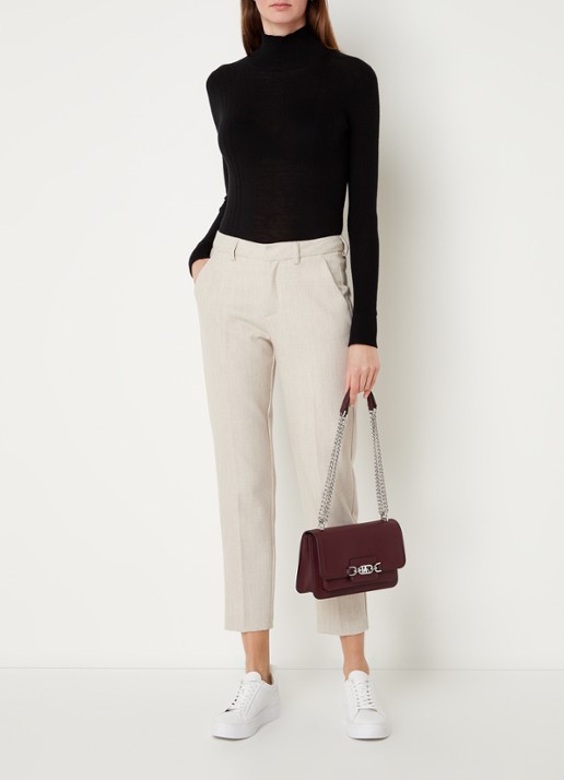 Michael Kors Heather Large schoudertas van leer - voorkant 3 bordeauxrood