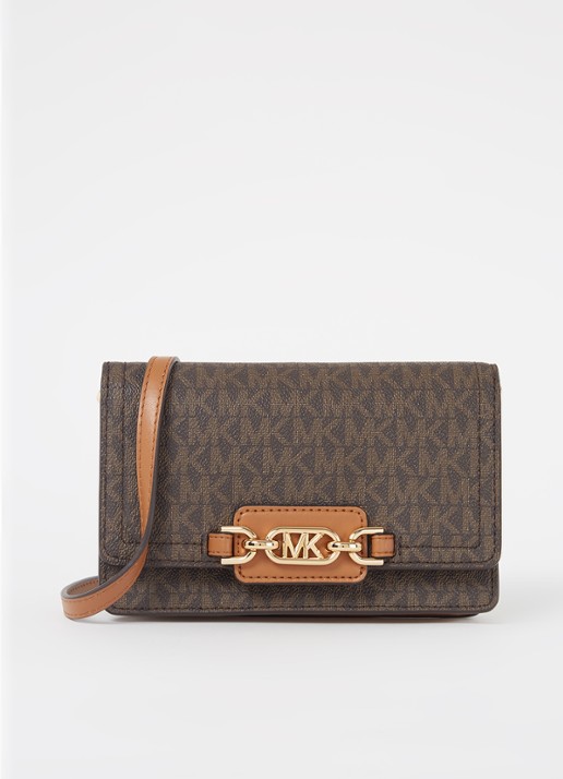 Michael Kors Heather Small crossbody portemonnee van leer - voorkant 3 bruin