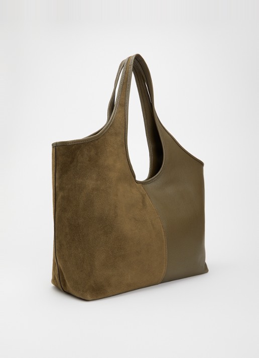 Michael Kors Henly Large shopper van leer met details van suède - achterkant 4 olijfgroen