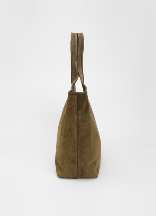 Michael Kors Henly Large shopper van leer met details van suède - detail 2 olijfgroen