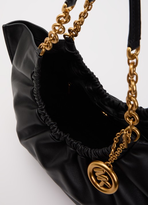 Michael Kors Indie schoudertas van leer - detail zwart