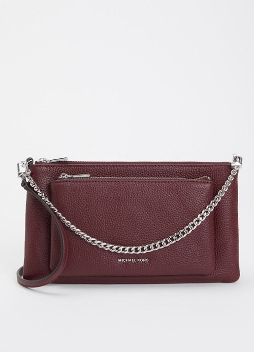 Michael Kors Jet Set crossbodytas van leer - voorkant 2 bordeauxrood