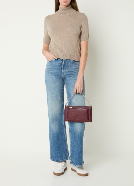 Michael Kors Jet Set crossbodytas van leer - voorkant 3 bordeauxrood