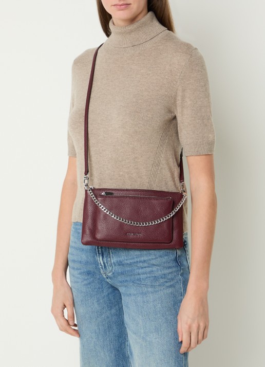 Michael Kors Jet Set crossbodytas van leer - voorkant 4 bordeauxrood