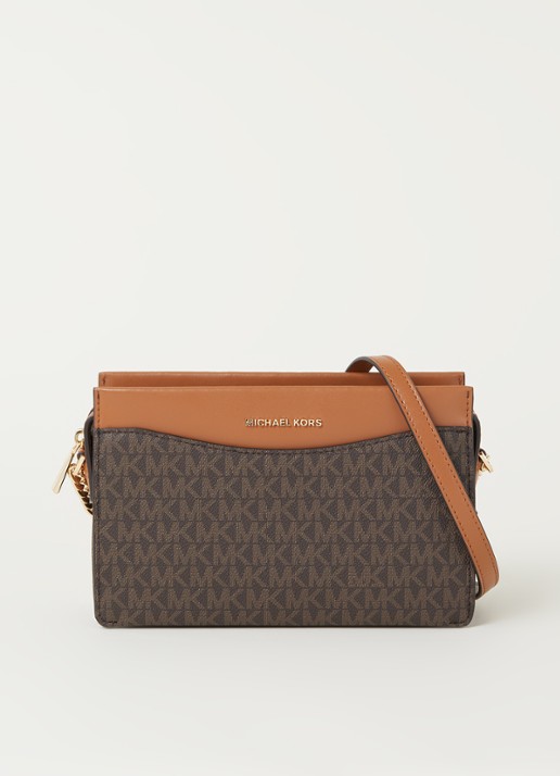Michael Kors Jet Set Large crossbodytas met logoprint - voorkant bruin