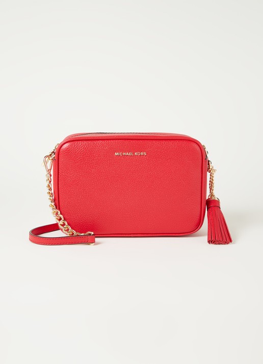 Michael Kors Jet Set Medium crossbodytas van leer - voorkant vuurrood