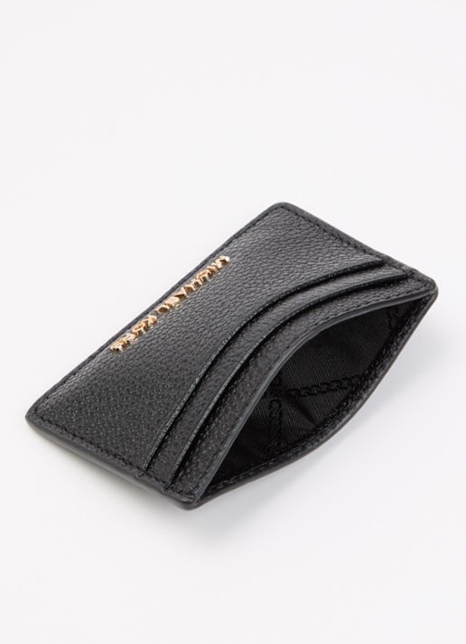 Michael Kors Jet set pasjeshouder met logo en structuur - voorkant 2 zwart