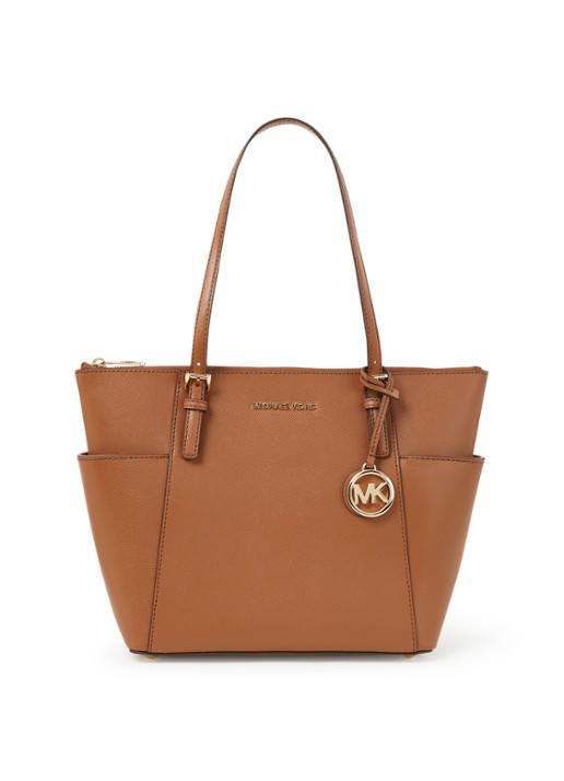 Michael Kors Jet Set schoudertas van leer - voorkant cognac