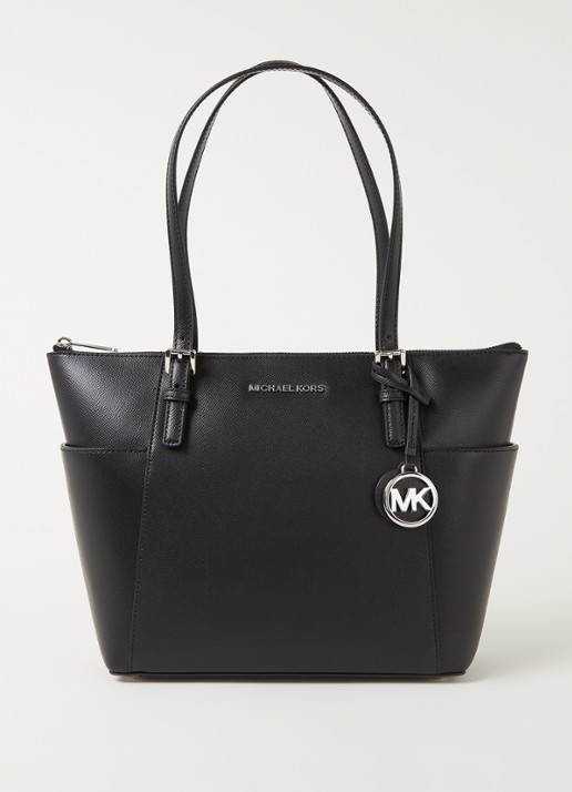 Michael Kors Jet Set schoudertas van leer - voorkant 2 zwart