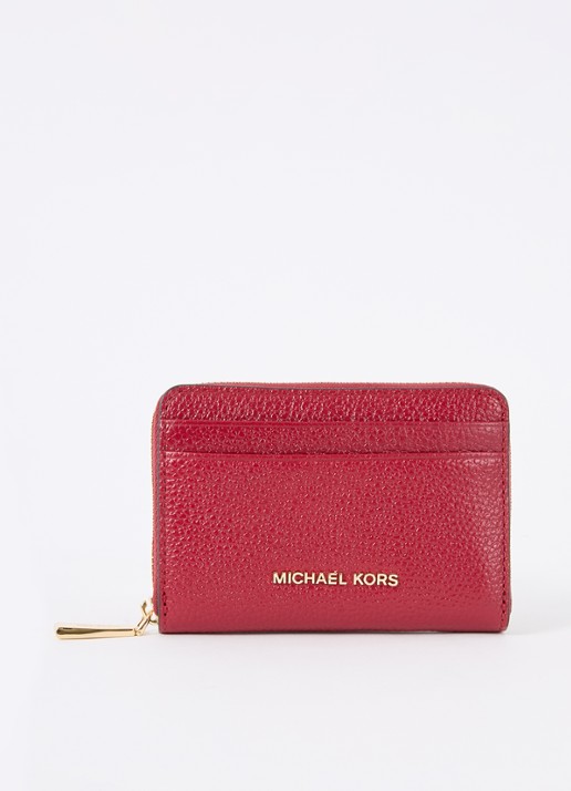 Michael Kors Jet Set Small portemonnee van leer - voorkant 3 cranberryrood