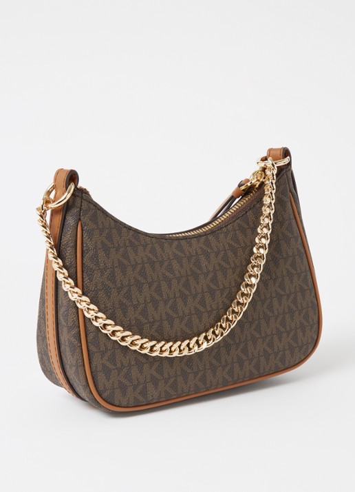 Michael Kors Jet Set Small schoudertas met leren details  - achterkant donkerbruin