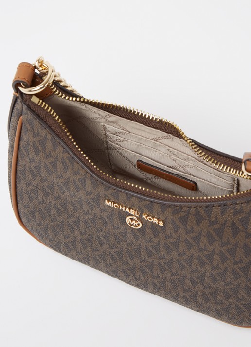 Michael Kors Jet Set Small schoudertas met leren details  - detail 3 donkerbruin