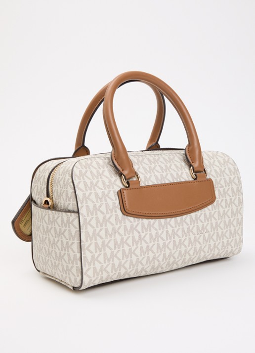 Michael Kors Jet set travel XS crossbodytas van canvas met logo  - achterkant beige