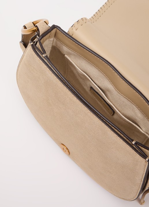 Michael Kors Josie crossbodytas van suède - detail khaki