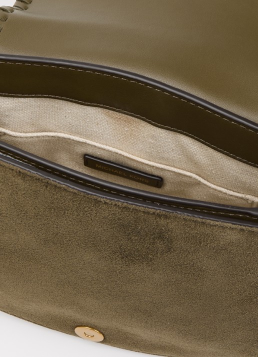 Michael Kors Josie crossbodytas van suède - detail 2 khaki