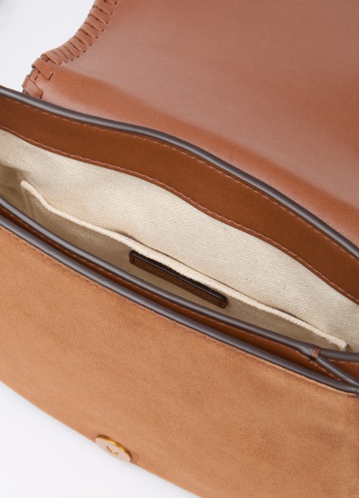 Michael Kors Josie schoudertas van suède met afneembare schouderriem - detail 2 cognac