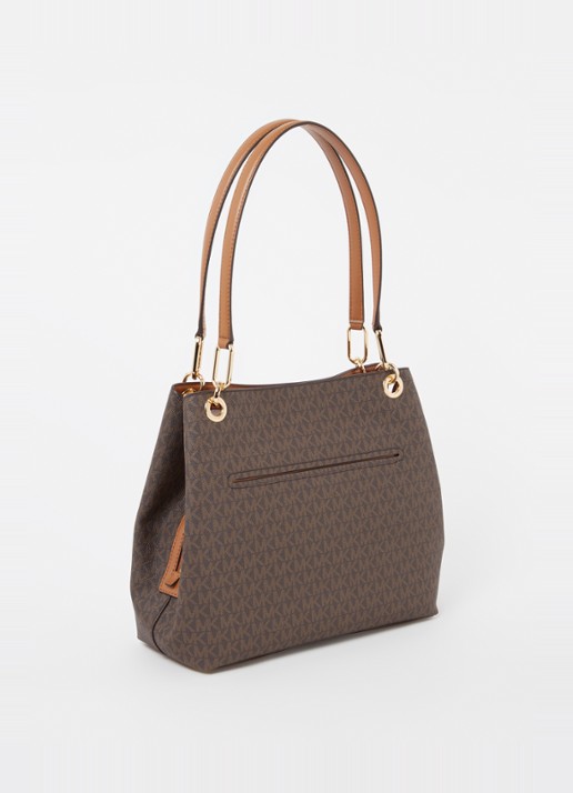 Michael Kors Kensington Large schoudertas met logoprint - achterkant bruin
