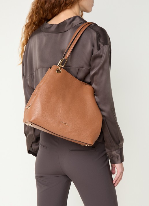 Michael Kors Kensington Large schoudertas van leer  - voorkant 4 cognac