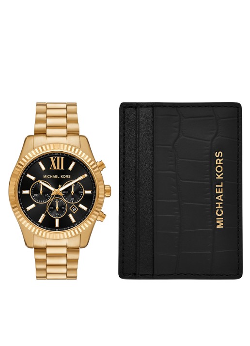 Michael Kors Lexington horloge en pasjeshouder set 2 MK9245SET