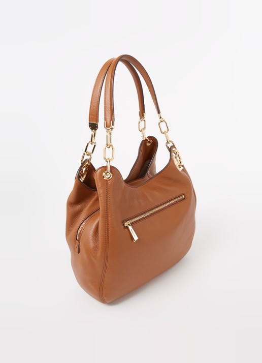 Michael Kors Lillie Large schoudertas van leer  - achterkant roestbruin