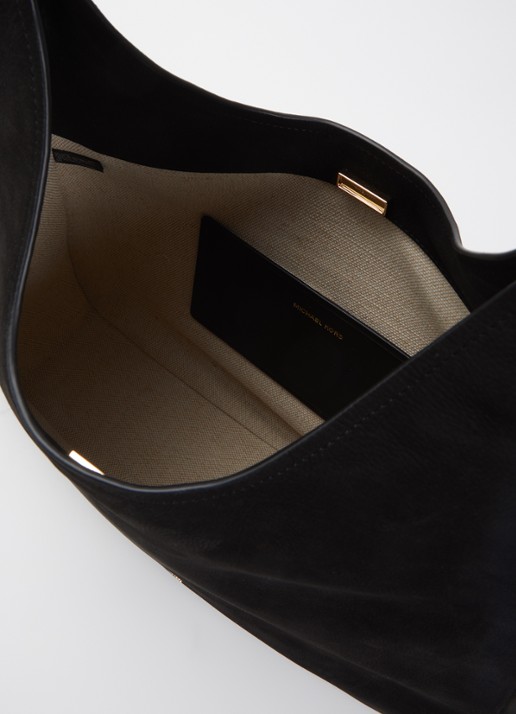 Michael Kors Nolita Large schoudertas van nubuck met verstelbare schouderriem - detail 3 zwart