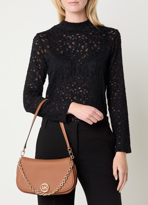 Michael Kors Nolita Medium schoudertas van leer met afneembare schouderriem - voorkant 7 camel