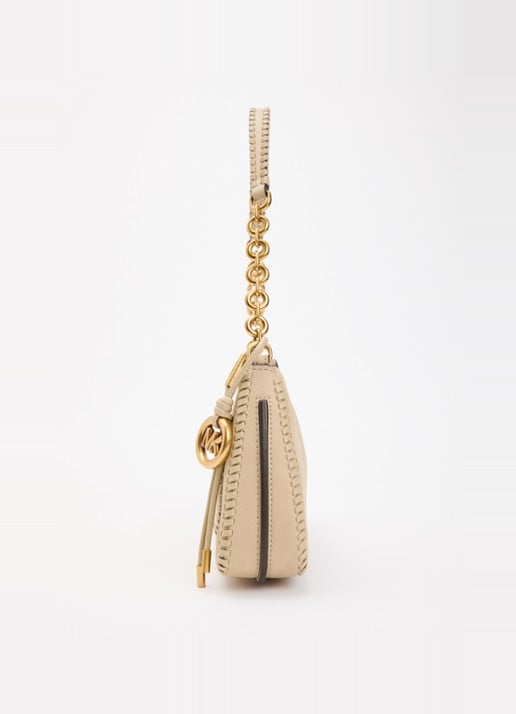 Michael Kors Nolita Medium schoudertas van leer met logo  - detail 4 beige