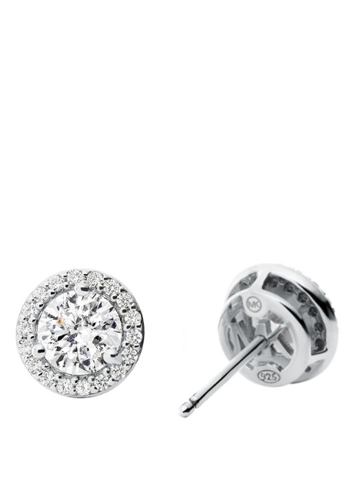 Michael Kors Oorknopjes van zilver met zirkonia MKC1035AN040 - voorkant 2 zilver