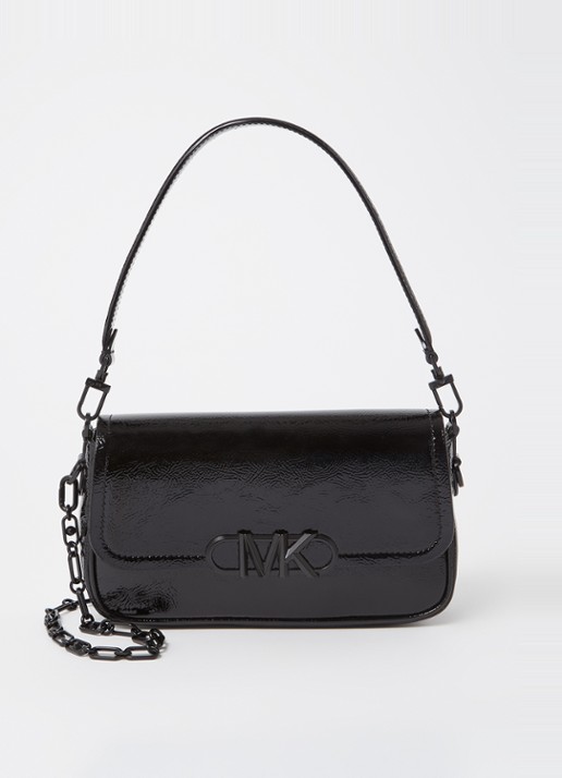 Michael Kors Parker Medium schoudertas van lakleer - voorkant 4 zwart