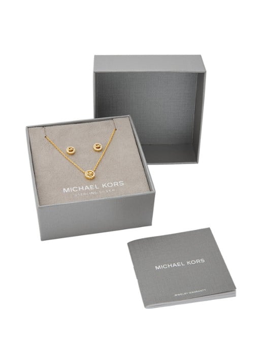 Michael Kors Premium set van ketting en oorknopjes MKC1837SET - detail 4 goud