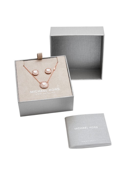 Michael Kors Premium set van ketting en oorstekers verguld MKC1850SET - detail 4 roségoud