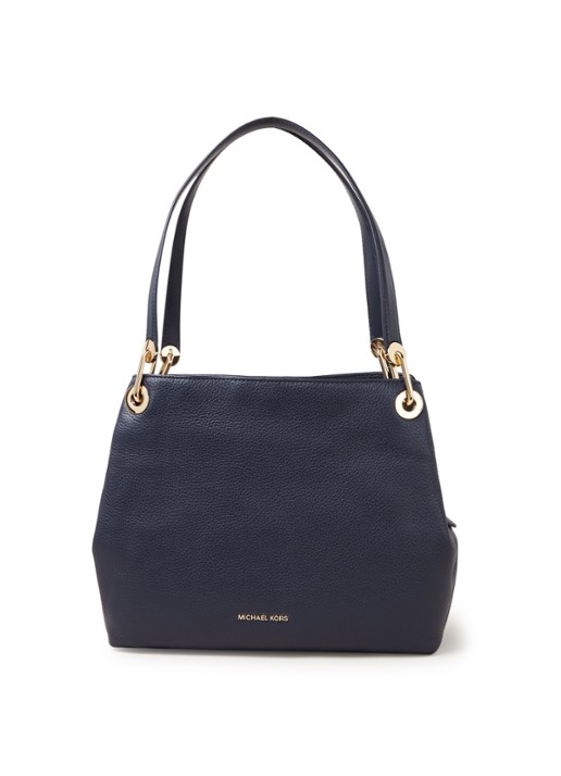 Michael Kors Raven Large schoudertas van leer - voorkant blauw