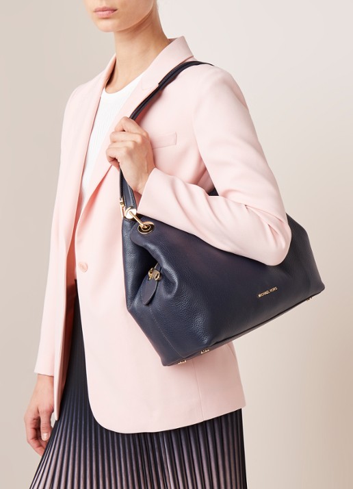 Michael Kors Raven Large schoudertas van leer - voorkant 2 blauw