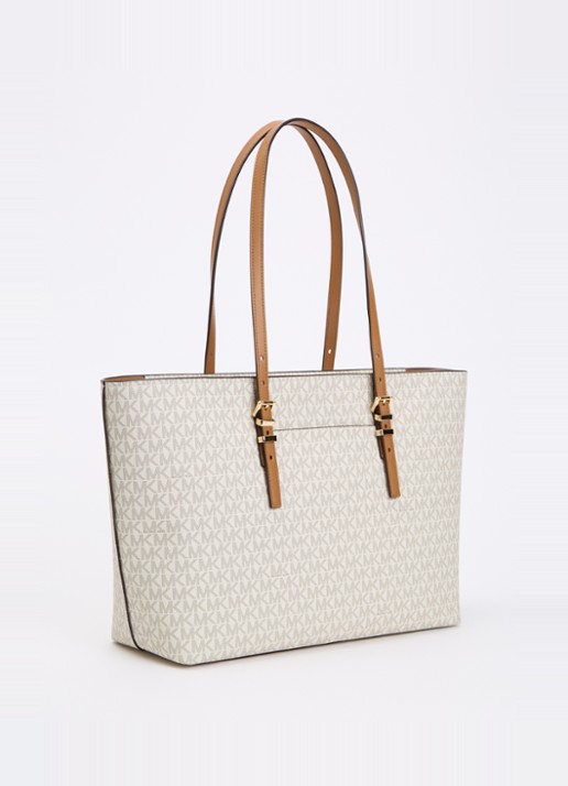 Michael Kors Shopper met logoprint - achterkant 6 gebroken wit