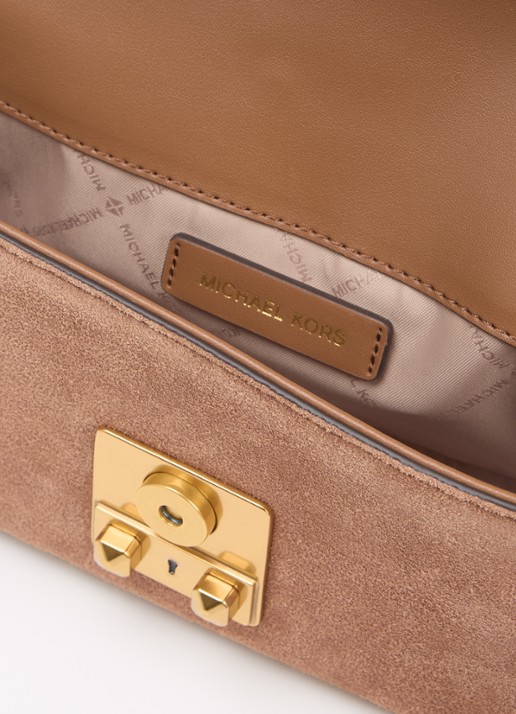 Michael Kors Tribeca schoudertas van leer met verstelbare schouderriem - detail 2 bruin