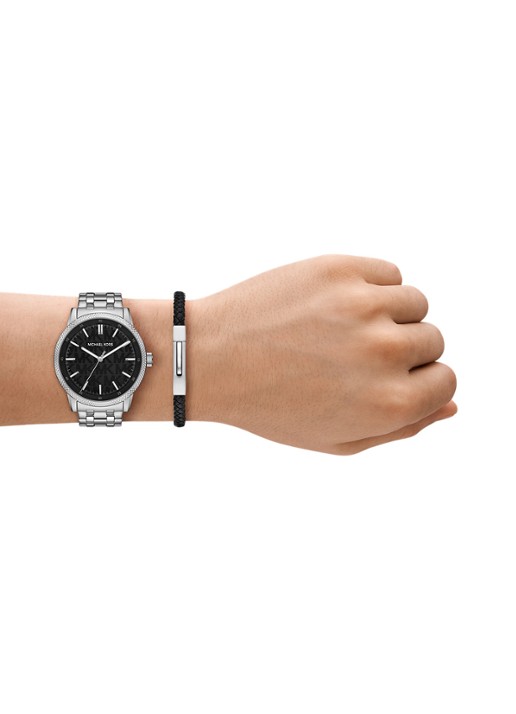 Michael Kors Wolfe Horloge Giftset MK9291SET - detail 5 zilver