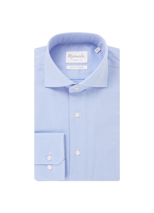 Michaelis Slim fit strijkvrij overhemd met cut away kraag