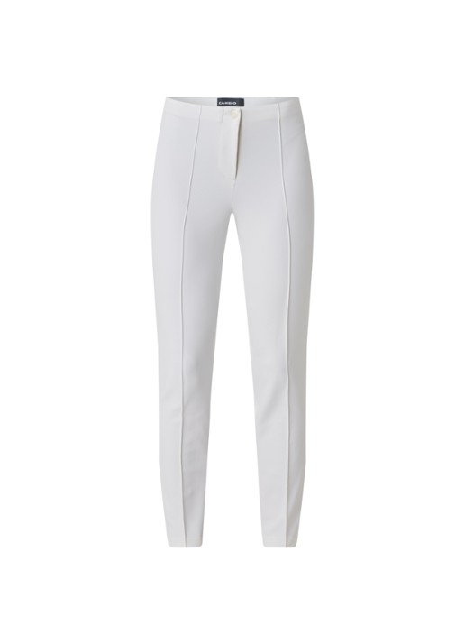 Mid waist slim fit pantalon met siernaad - voorkant 2 wit