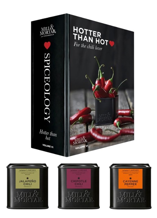 Mill & Mortar Hotter Than Hot chilikruiden in geschenkverpakking 135 gram - voorkant 3 beige