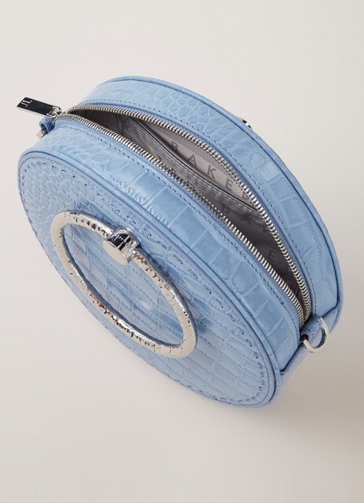 Millah crossbodytas van leer met crocostructuur - detail 2 blauw