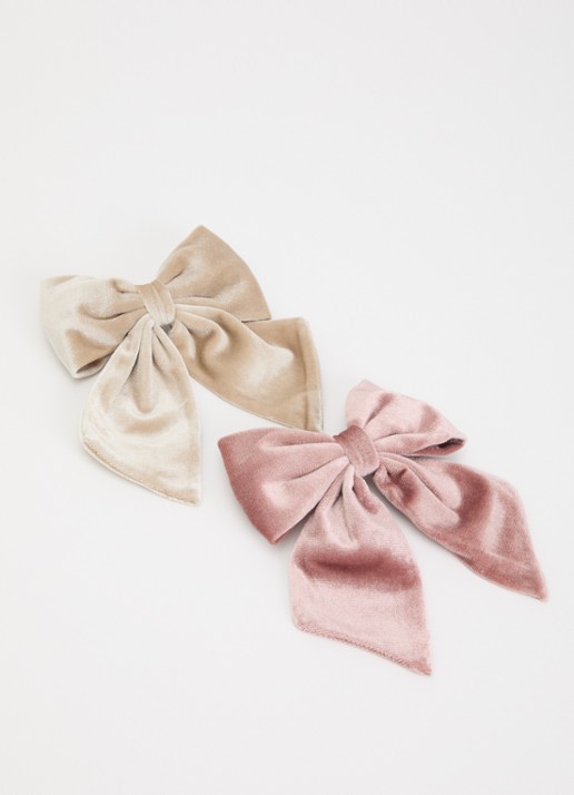 Mimi & Lula Agnes Oversized Bow haarclip in set van 2 - detail roze