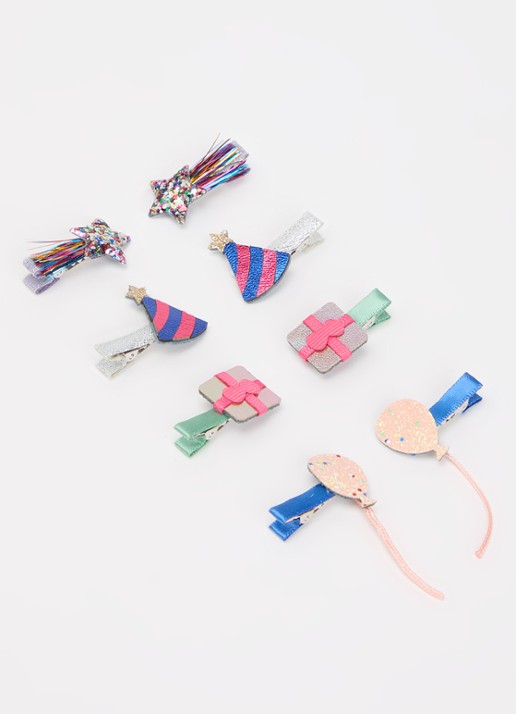 Mimi & Lula Birthday Party Mini haarclip in set van 8 - detail 2 multicolor