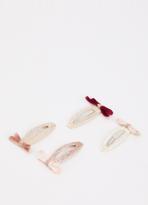Mimi & Lula Bow haarclip set van 4 - detail lichtroze