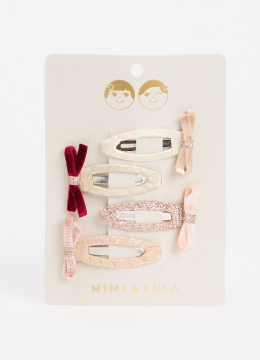 Mimi & Lula Bow haarclips set van 4 - voorkant 2 lichtroze