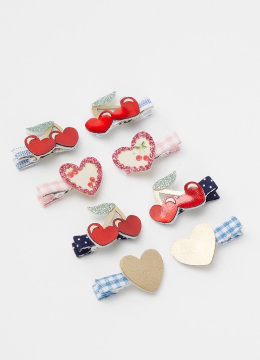 Mimi & Lula Cherries haarelastiekjes in 8-pack - voorkant 2 rood