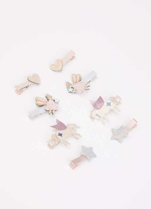 Mimi & Lula Dreamy Fairy Salon haarclip in set van 8 - detail roze