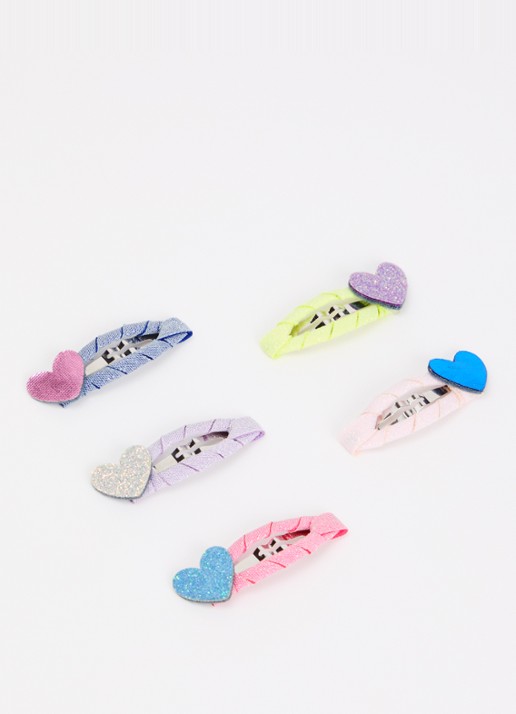 Mimi & Lula Happy Heart Mini haarclip in set van 5 - detail 2 lichtpaars