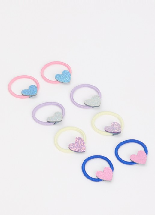 Mimi & Lula Happy Heart Mini haarelastiekjes in 8-pack - detail roze