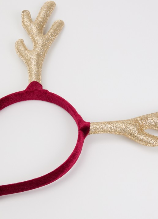 Mimi & Lula Rudolph Antlers haarband met applicatie en glitter - voorkant 2 goud